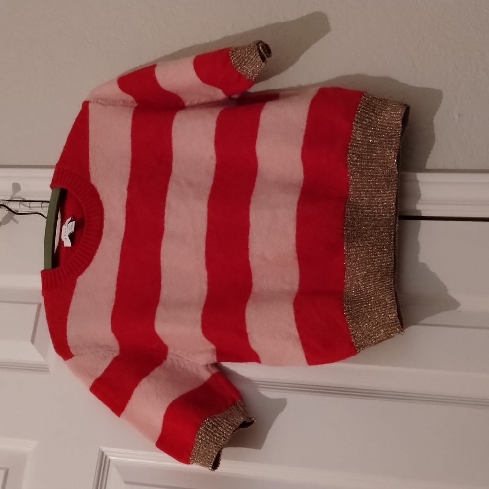 Topshop Red, Pink and Gold Cropped Sweater